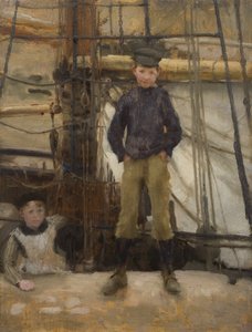 Dos niños en la cubierta